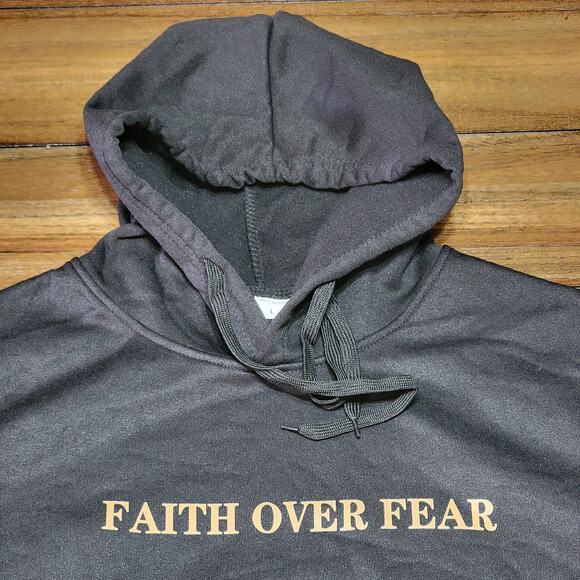 Faith Over Fear Black Unisex Hoodie "Psalms 118:6" - Size Large - Picture 4 of 7